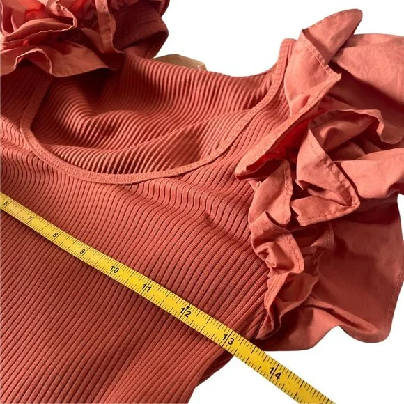 Ulla Johnson Orange Rust Ruffle Dress SZ 0 Spring - Picture 12 of 12